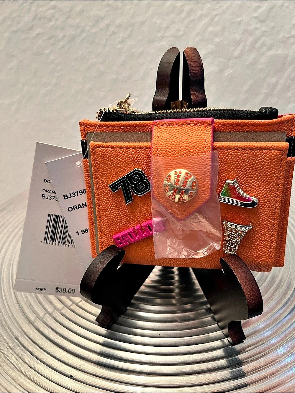 Betsey Johnson Don't Block Me Bifold Wallet Orange & Black NWT